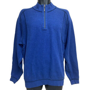 Tommy Bahama Mens Sweater Size Medium 1/2 Zip Pullover Blue Long Sleeve Casual